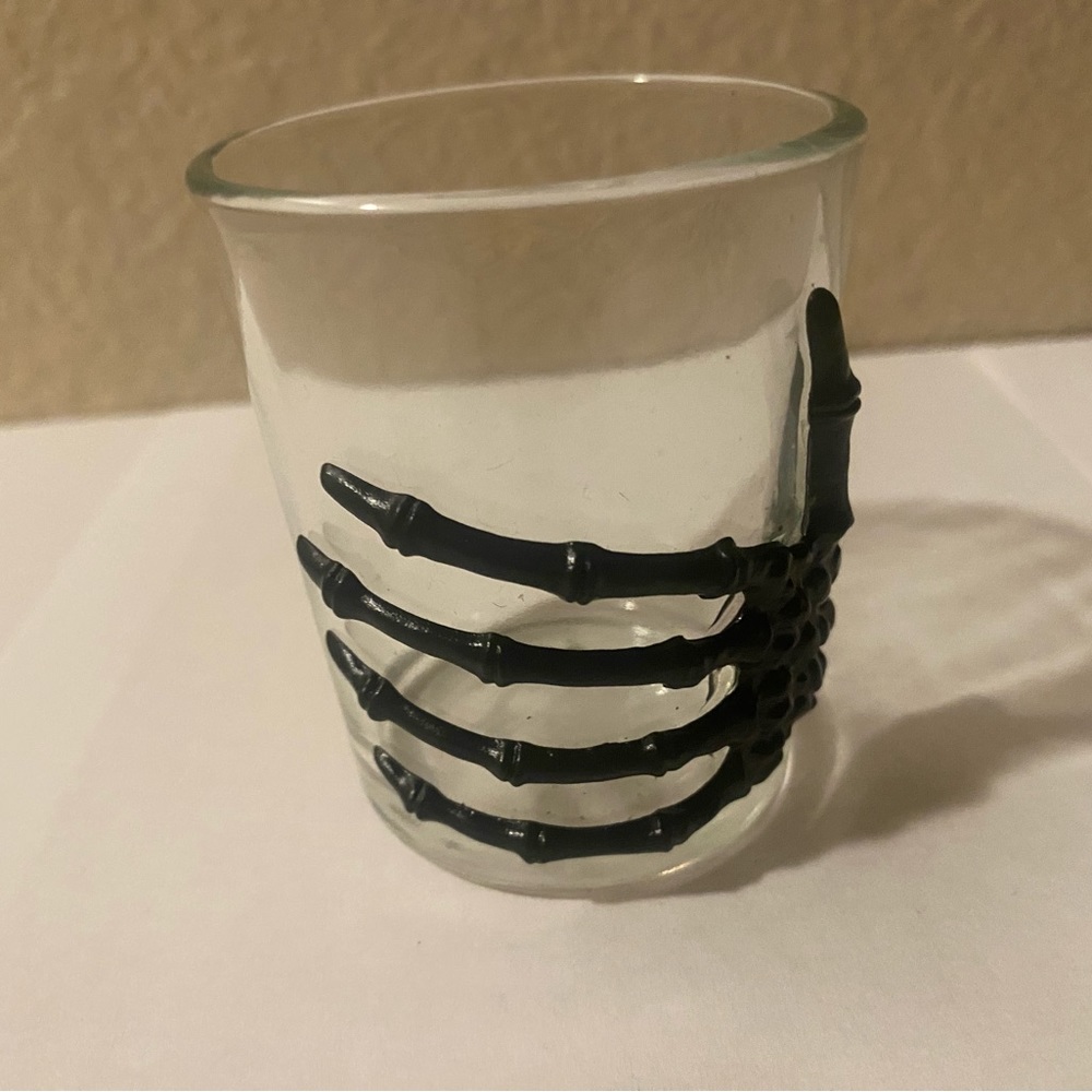 Glass with skeleton decor/ candle holder Halloween decor